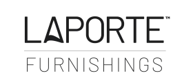 The words LaPorte Furnishings in all black, thin lettering